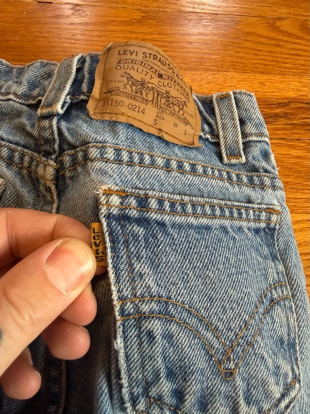 Vintage 80s 90s Levi’s Jeans, Orange Tab Pants (Kids Youth Size 5) 31150-0214